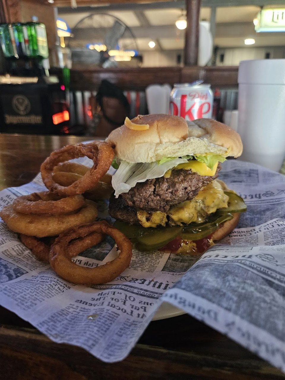 Double Cheeseburger with Onion Rings